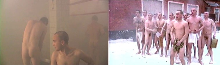 Russian cadets naked in bathhouse and outdoors